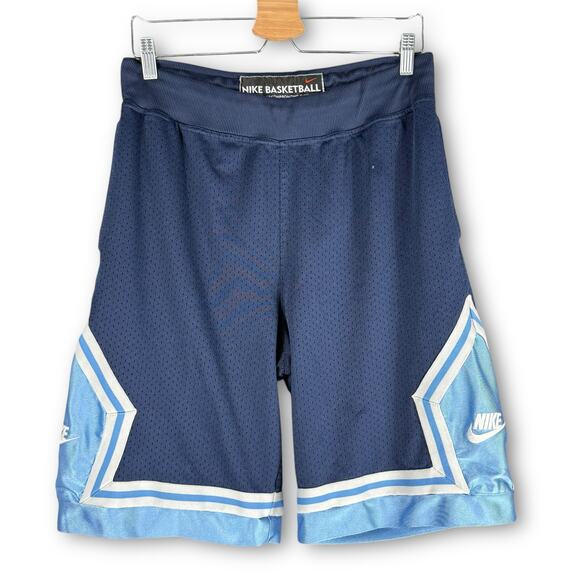 Y2K Vintage Nike Basketball Blue Mesh UNC Tarheels Athletic Shorts M Black Tag - Picture 1 of 10